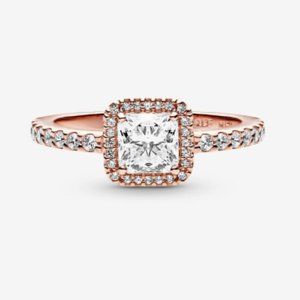Square Sparkle Halo Ring